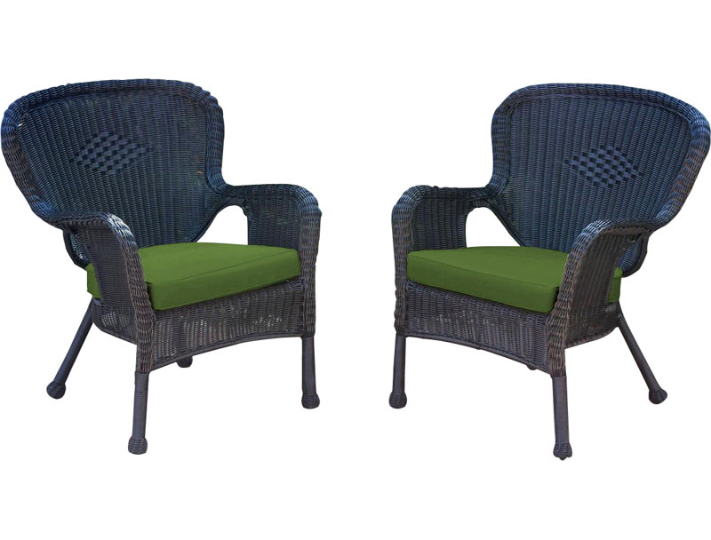 Chaise de patio avec coussins Batchelder, Vert chasseur, Noir