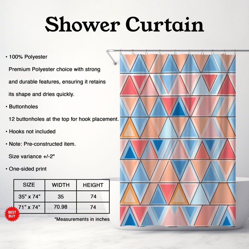 Motifs géométriques adoucis - Rideau de douche Premium, H 74 po x l 71 po