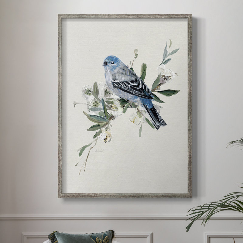 «Bluebird Happy II», reproduction encadrée - bois massif, H 11 po x l 9 po