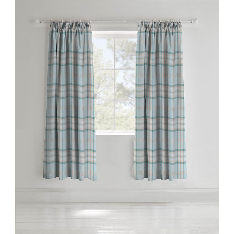 Kelso Pencil Pleat Room Darkening Curtains, Duck Egg
