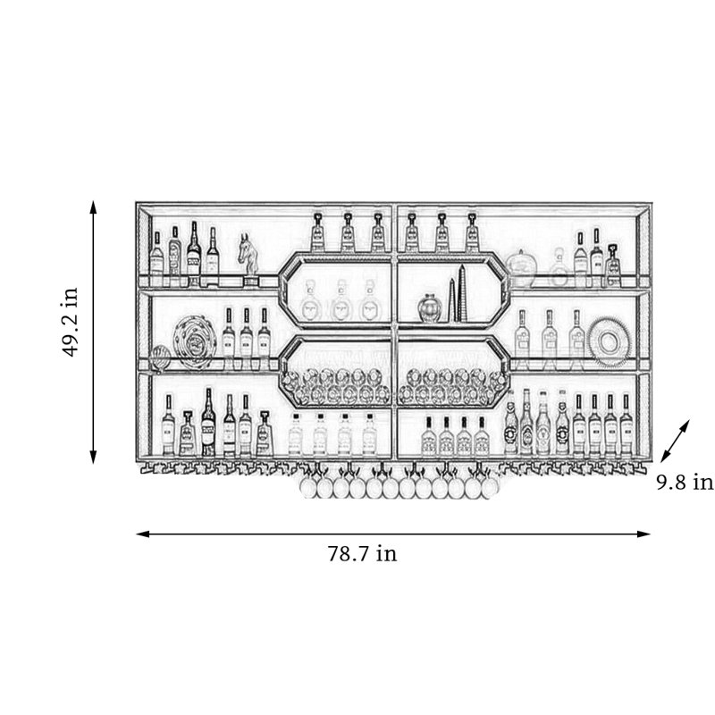 Support à vin créatif à plusieurs niveaux, H 49,2 po x l 78,7 po x P 9,8 po