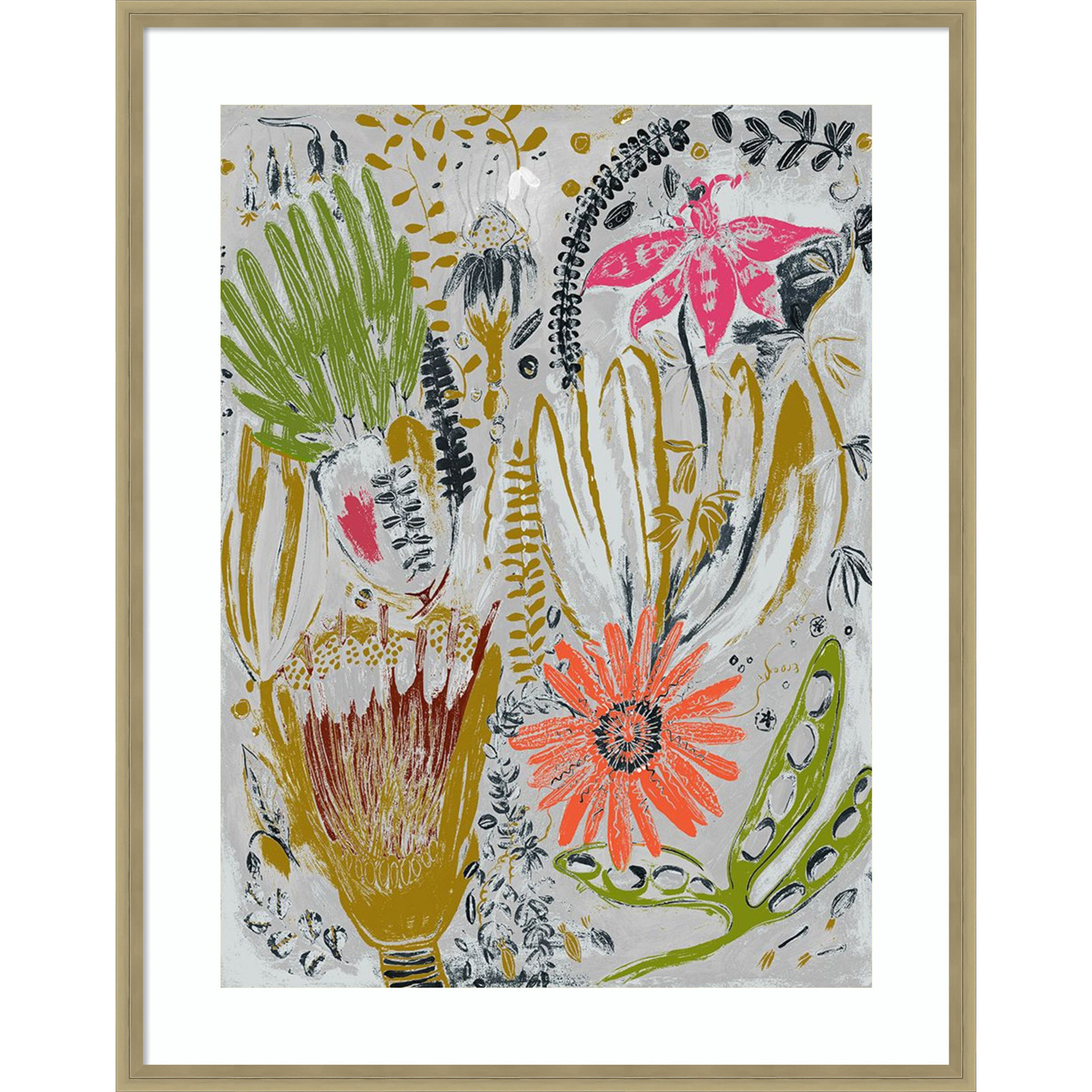 Tropical Blooms by Maya Woods, Brown, 26" W x 33" H