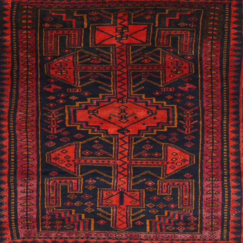 Tapis rouge à motif sud-ouest, Carré 8 pi