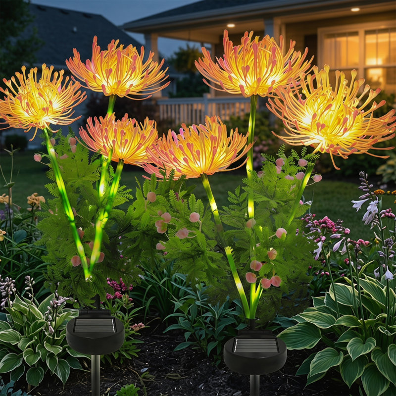 Paquet de 8 lumières de jardin solaires en roseau, DEL chaude, fleur et tige étanches IP65, marche / arrêt automatique, décor de jardin