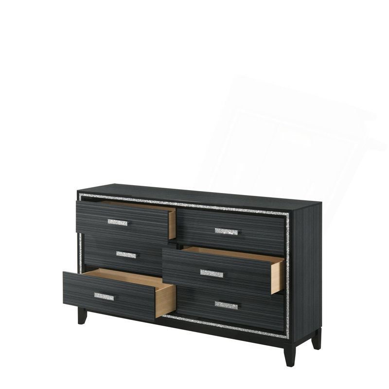 Commode au fini noir patiné, Vert