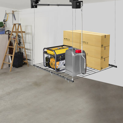 Overhead Garage Lifting Storage Rack, Garage Storage Rack, Adjustable Height Garage Storage Rack
