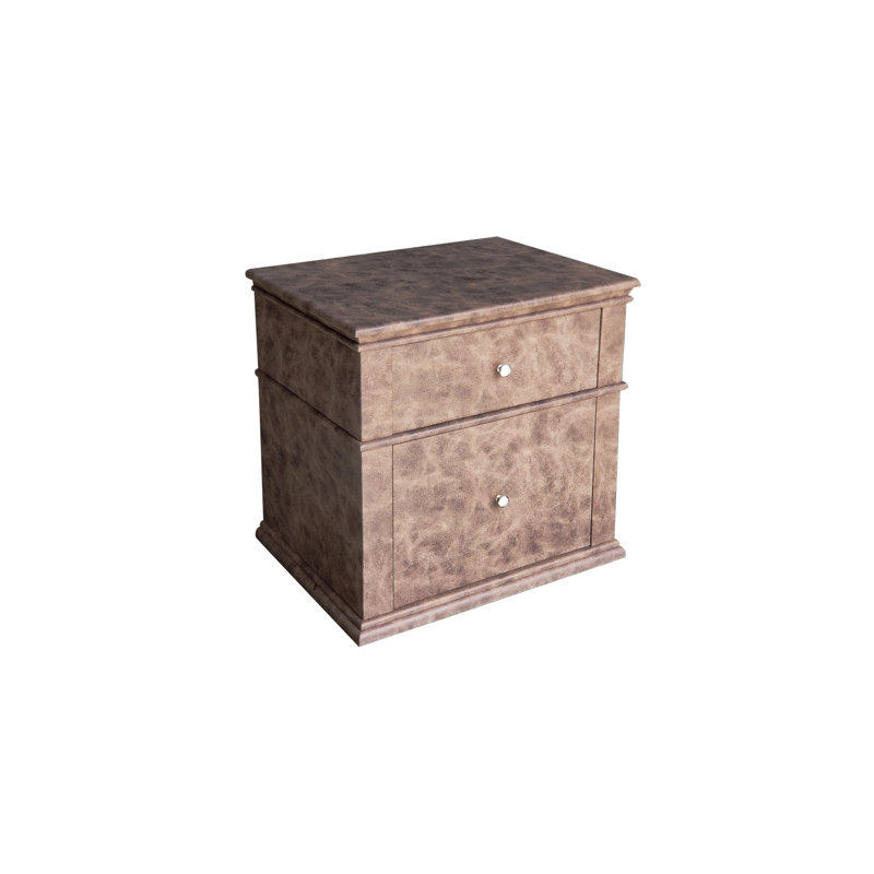 Table de chevet 2 tiroirs Caydn, Brun