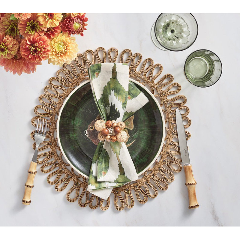 Watercolor Ikat Napkin, Olive