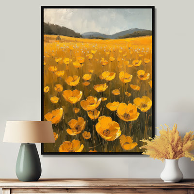 Jaune, vert, bouton d'or, soleil, pré, V - Buttercups, art mural, salon