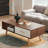 Rectangle Coffee Table With Solid Wood Legs(Only Including Coffee Table,Without Chairs)-527445777