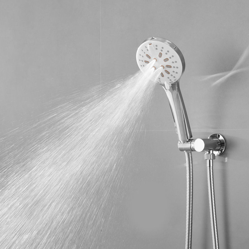 Robinet de douche à jet simple avec pomme de douche 3 jets 2,5 gallons par minute avec haute pression en chrome poli (valve incluse)