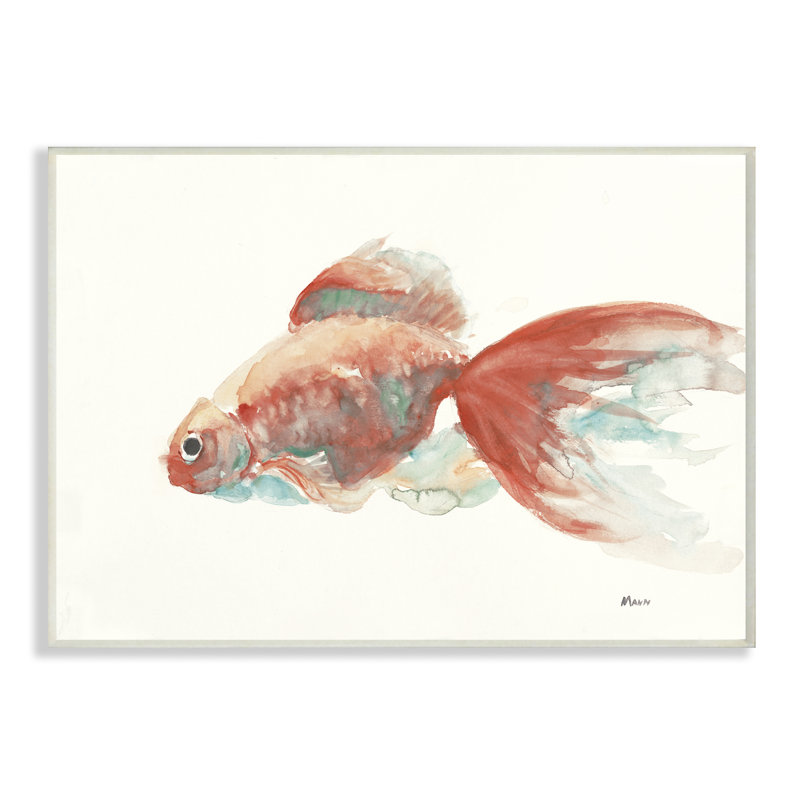 « un poisson rouge red green animal », reproduction d’art, H 13 po x l 19 po x P 0,5 po, Plaque murale