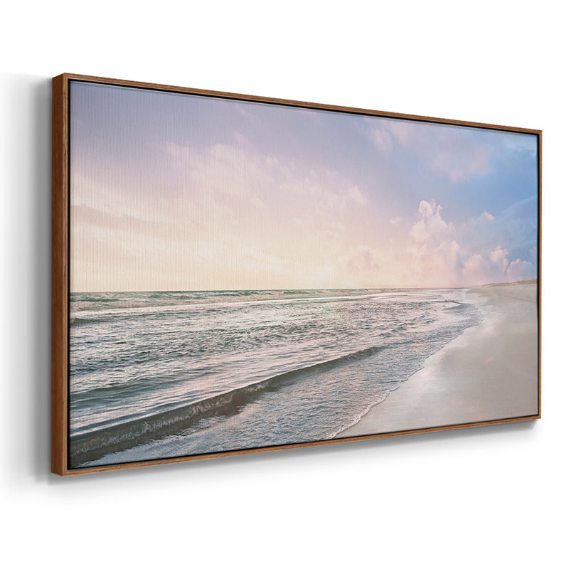 Plage Zoey - Toile tendue avec châssis tendue, prête à être accrochée, H 21 po x l 41 po, Noyer