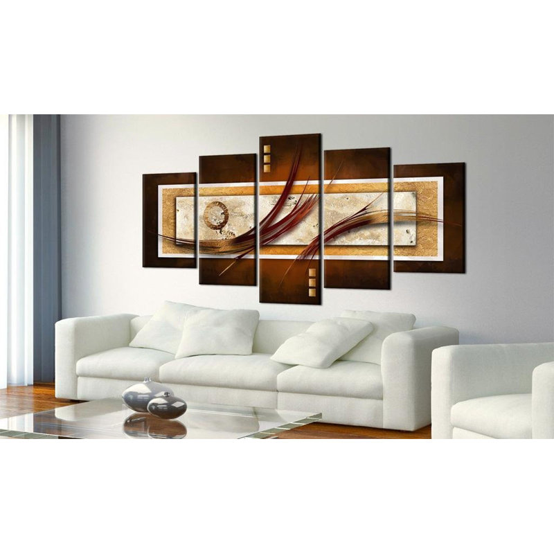 Iridescent brown - 5 pièces, impression sur toile tendue, H 40 po x l 80 po x P 1 po