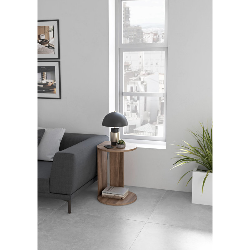 Alberdina Abstract End Table, Brown Wood