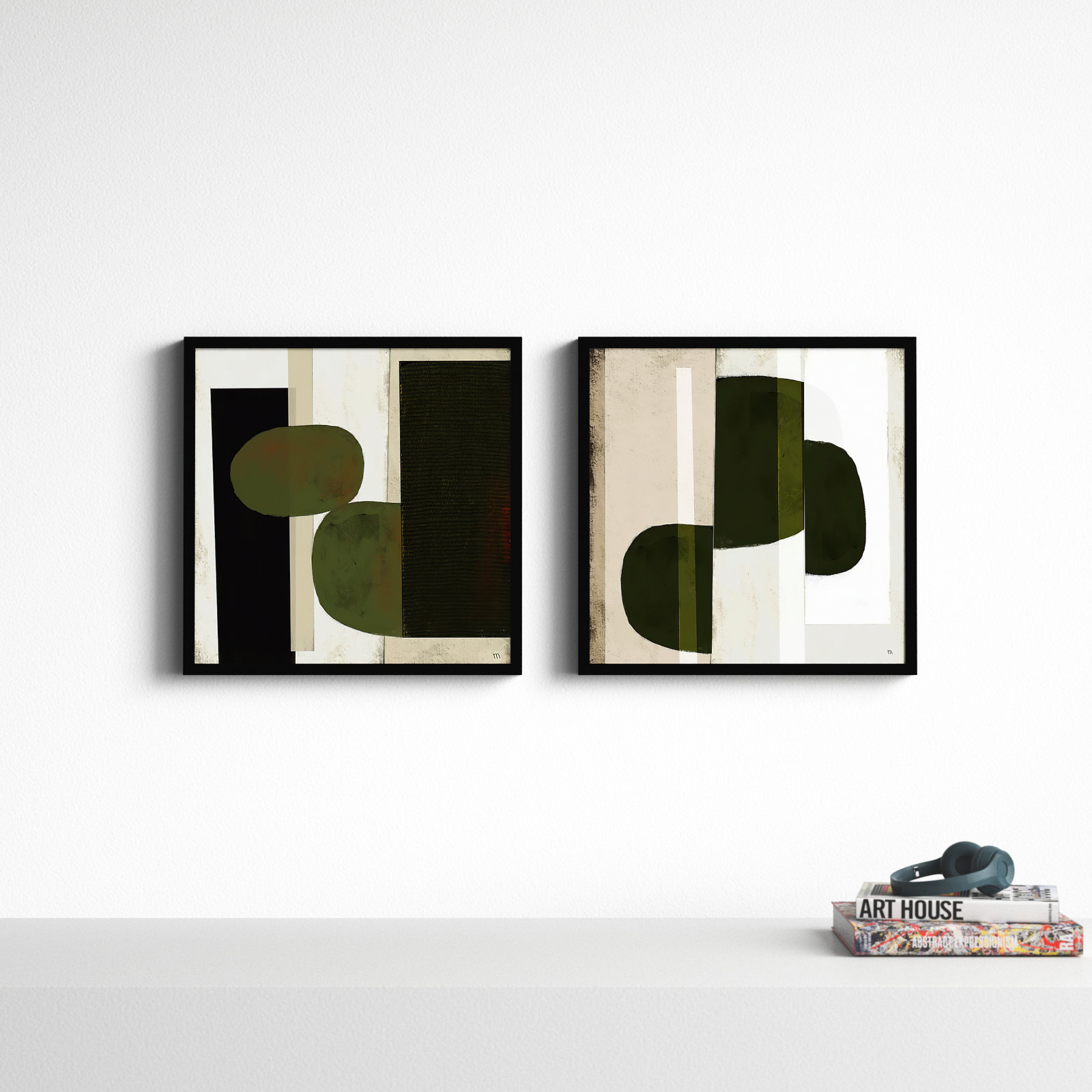 Collage 2-Piece Painting Set, 30" H x 60" W, Black