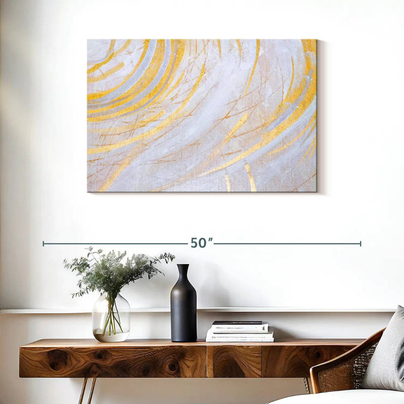 Avery blanc et or abstrait, H 24 po x l 36 po