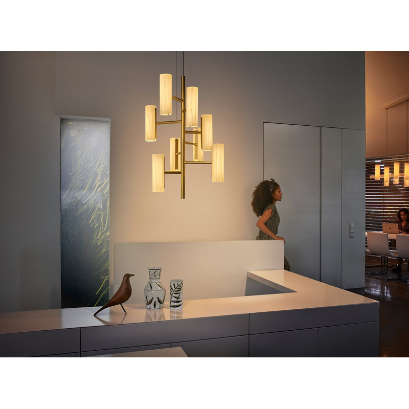 Note 8 - Light LED Chandelier, Ivory White, Gold