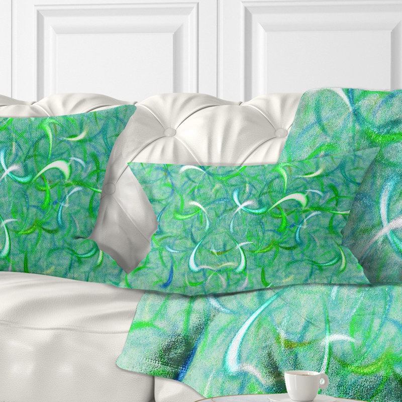 Coussin lombaire à motif fractal aquarelle Abstract, vert
