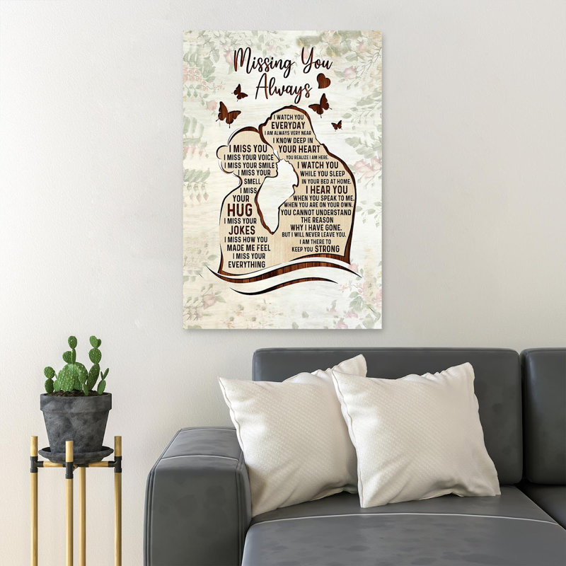 «Couple Falling In Love - Missing You Always», reproduction d'art graphique sur toile tendue, H 36 po x l 24 po x P 2 po