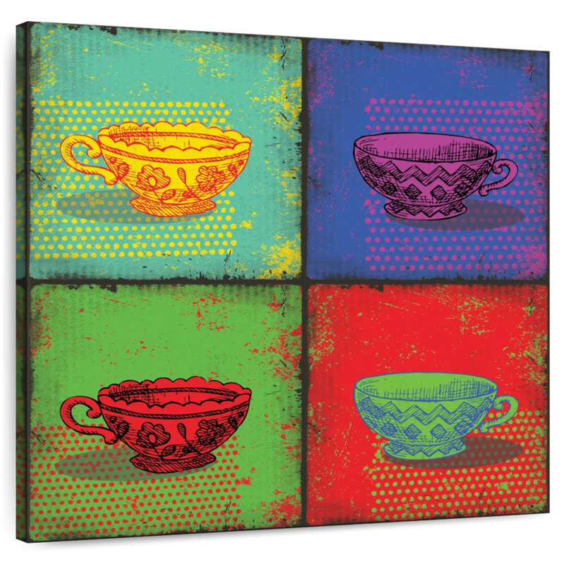 Halftone Tea Cups, 10" H x 10" W