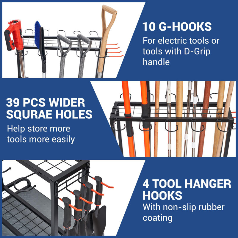 Garden Tool Organizer Rack - Storage for Up to 55 Long-Handled Tools
