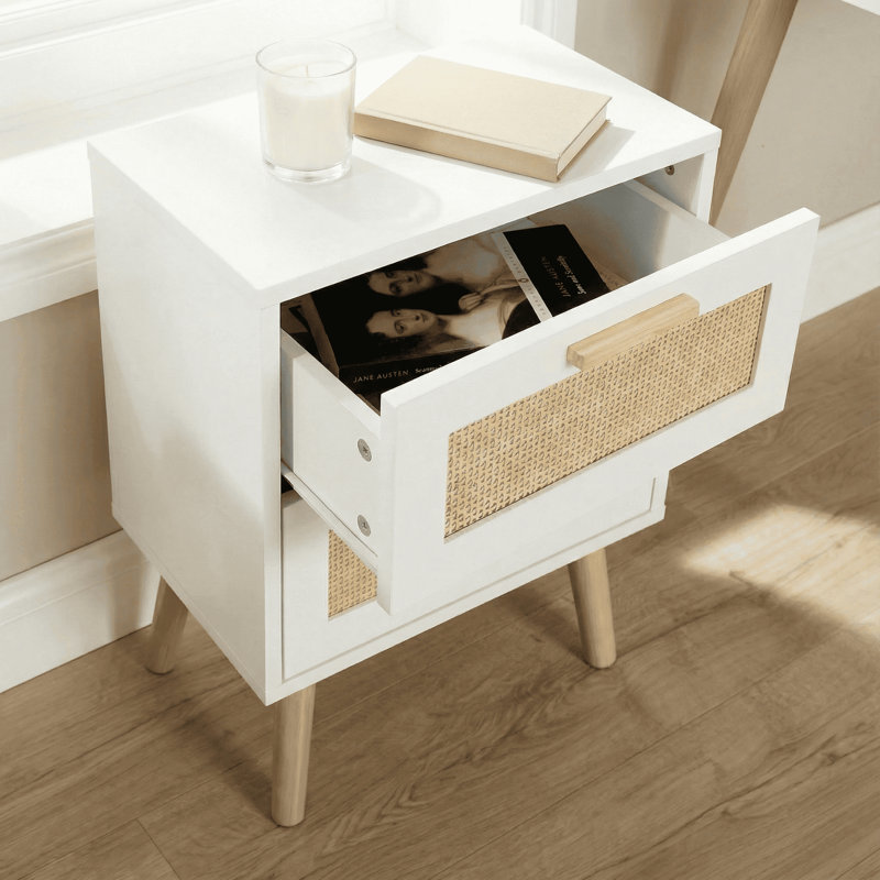 Anelise 40cm W Manufactured Wood Bedside Table, White