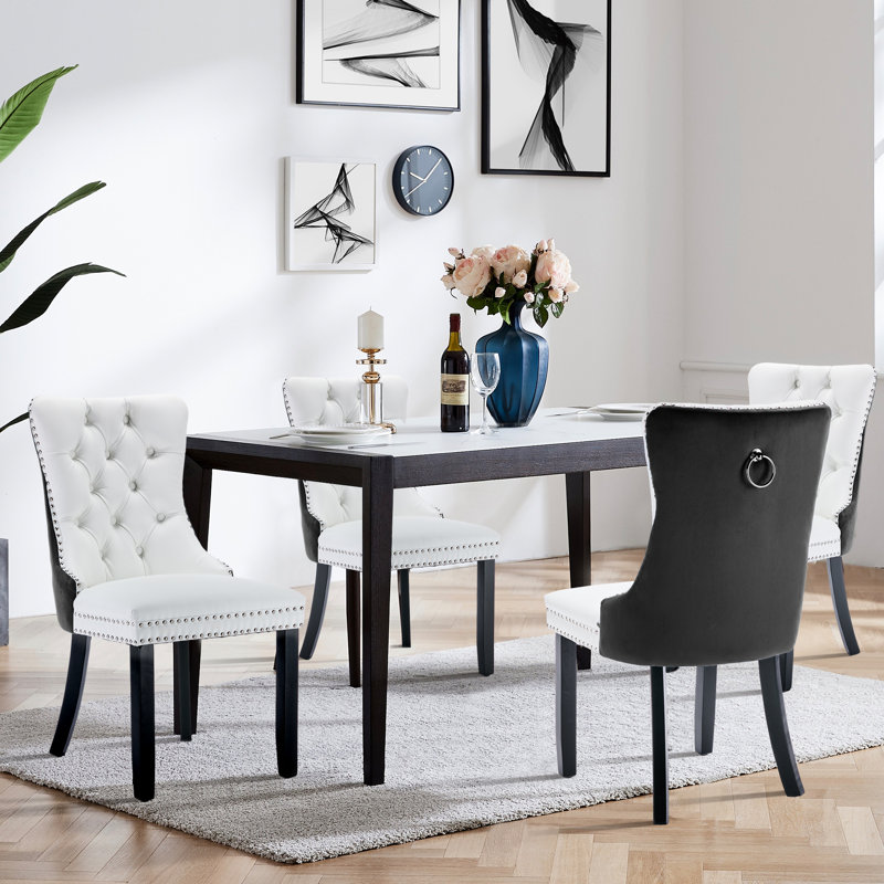 Chaise de salle à manger Kenta, Noir, Blanc noir