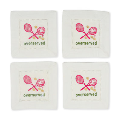 Tennis Timeout Embroidered Cocktail Napkins