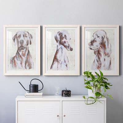 Chien assis I Premium encadré mat - prêt à être accroché