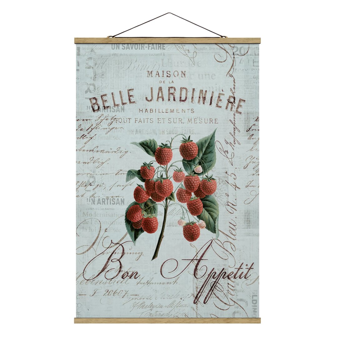 Stoffbild Mit Posterleisten - Shabby Elegance Collage - Himbeeren - Hochformat 3:2