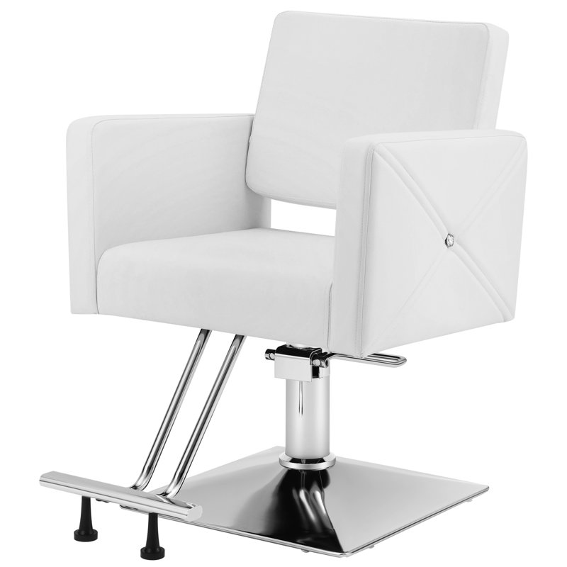 Hydraulic Barber Conference Chair, 360 Degrees Rolling Swivel Spa Beauty Equipment for Hair Stylist Women Man, White