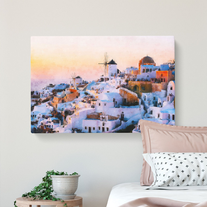 Oia Santorini Skyline In Greece - Wrapped Canvas, 40cm H x 60cm W x 3cm D