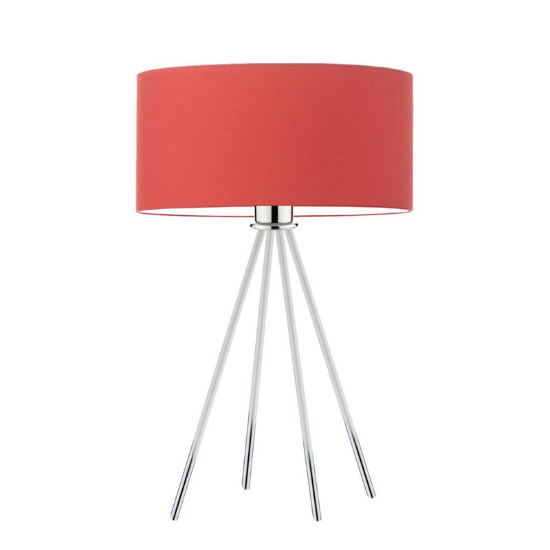 Arneshia Metal Table Lamp, Chrome, Red
