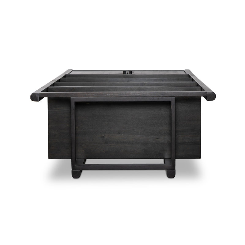 Reza Solid Wood Bookcase, Worn Black Parawood