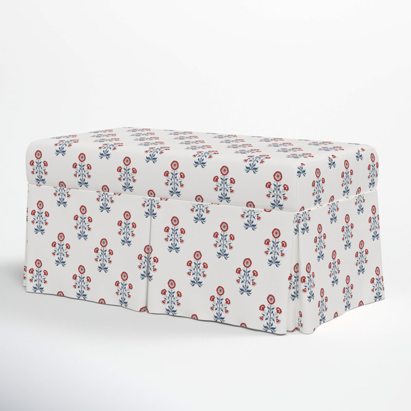 Chaplin Cotton Upholstered Storage Bench, Cappy Floral Red
