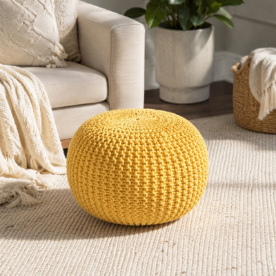 Bordeaux  Knitted Cotton Round Pouf