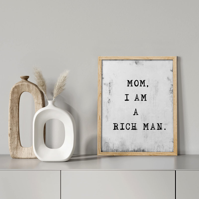 «Mom I Am A Rich Man» sur papier, H 10 po x l 8 po, Naturel