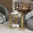 2-Tier Round Side Table, Glass End Table for Small Space in Living Room, Bedroom, Gold