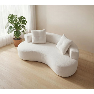 2-Seater Curved Compression Sofa, No Assembly Required, Automatic Expand & Restore Cloud Couch, Soft Boucle Fabric Loveseat for Small Living Room, Apartment, Bedroom