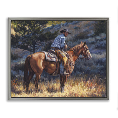 Early Start Cowboy Framed Floater Canvas Wall Art by David Graham