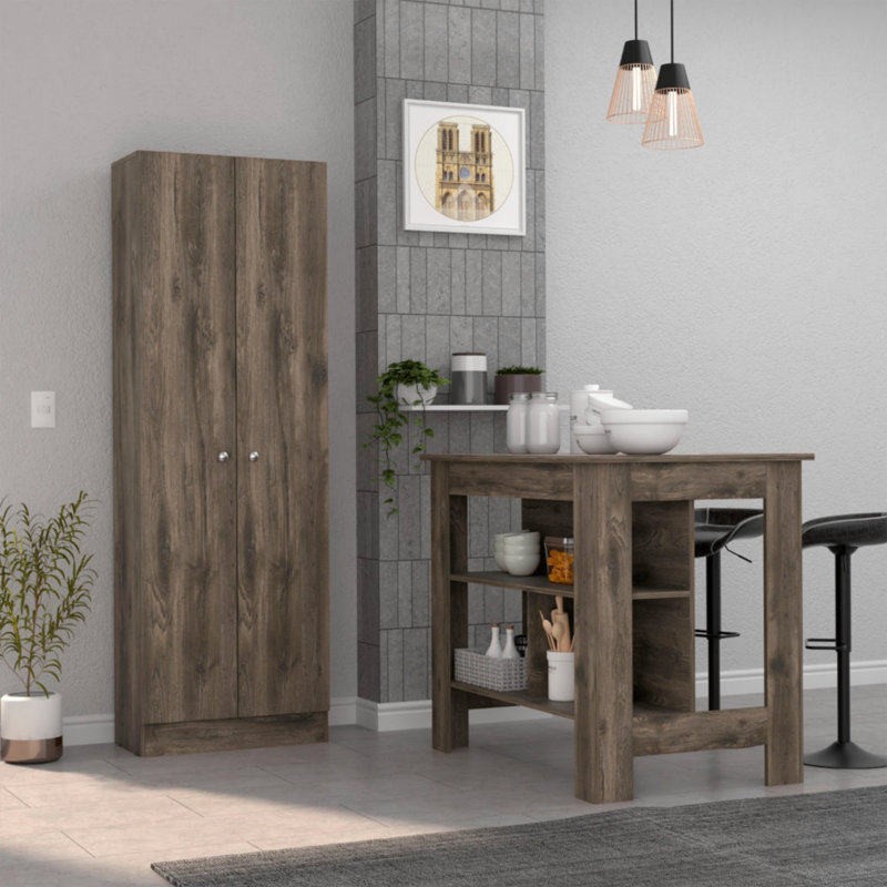 Ensemble de cuisine 2 pièces 8 tablettes 2 portes 2 pièces, îlot de cuisine et garde-manger