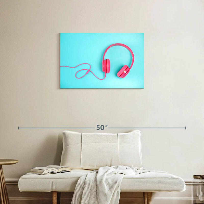 Abarca Pink Wired Headphones, 20" H x 30" W