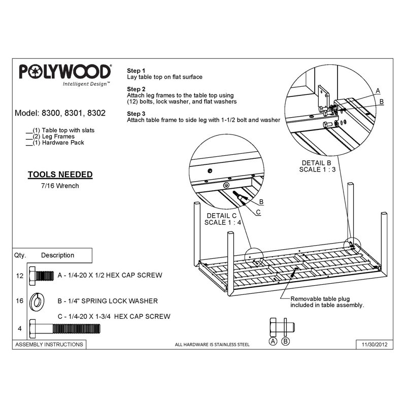 POLYWOOD MOD 36" x 73" Dining Table, Textured Black, Mahogany