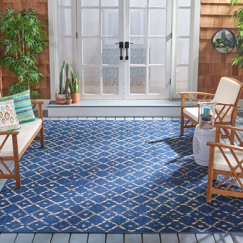 Tapis d'intérieur / extérieur à motif géométrique Doss Doss, Rectangle 5 pi 5 po x 7 pi 7 po