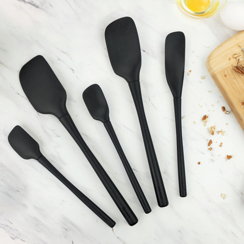 Tovolo Flex-Core All-Silicone Spatula Set of 5 for Cooking and Baking, Black, Black