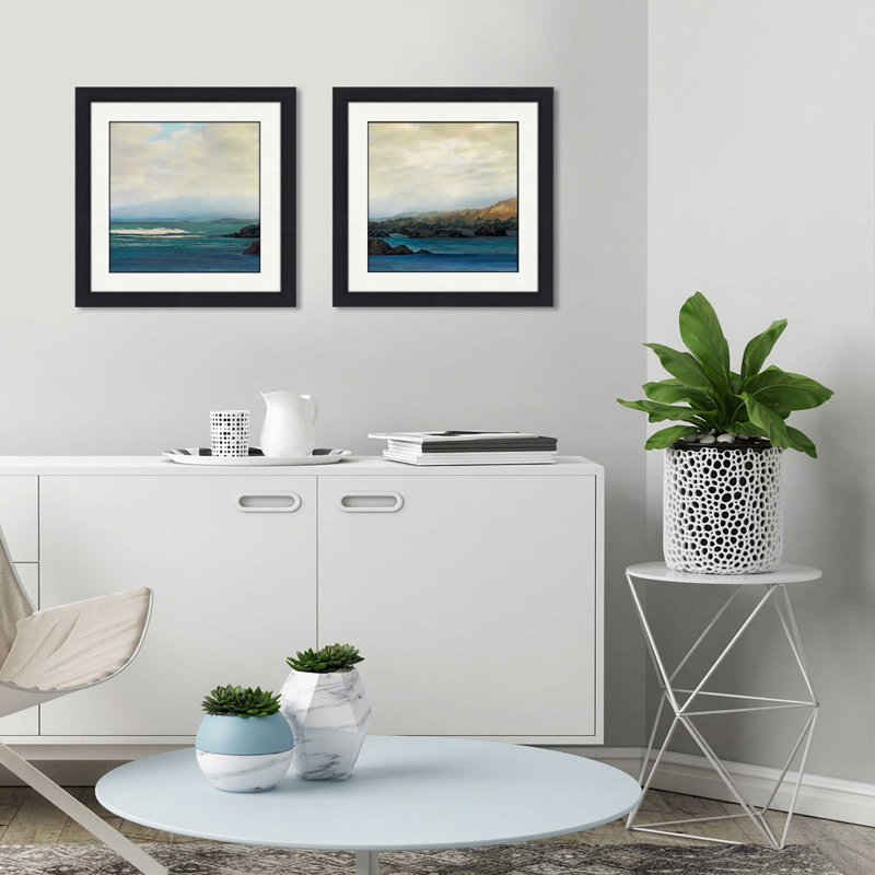 « lointain horizons », ensemble de 2 reproductions de peintures à l’acrylique encadrées, H 16,5 po x l 33 po x P 1 po