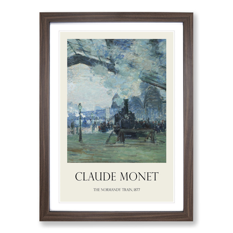 Normandy Train by Claude Monet - Picture Frame Painting, 48cm H x 36cm W x 2cm D, Walnut