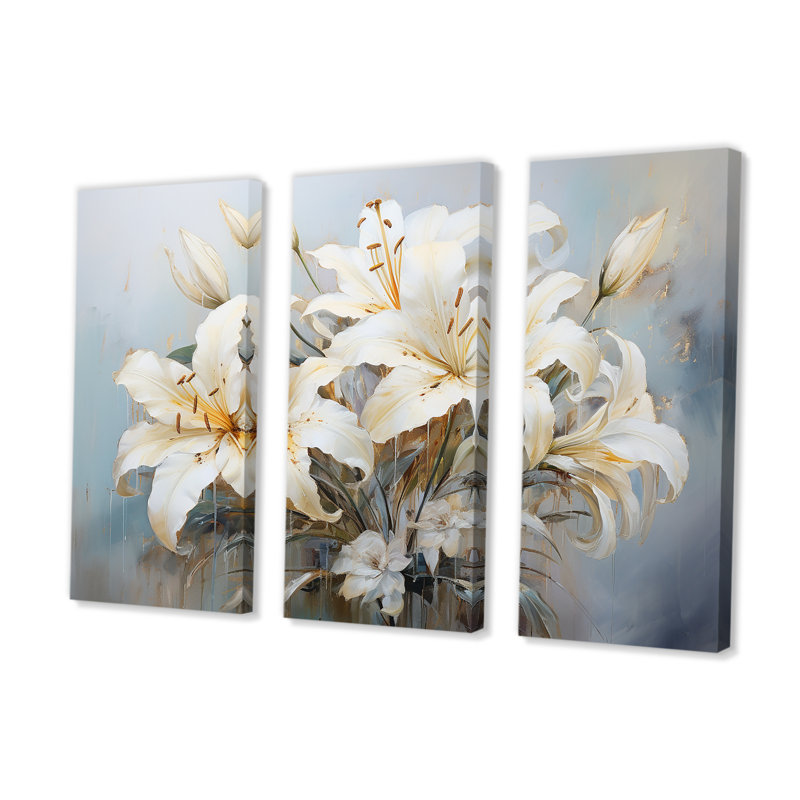 «Lilies Blossoms In Bloom», ensemble d'art sur toile, H 32 po x l 48 po x P 1 po