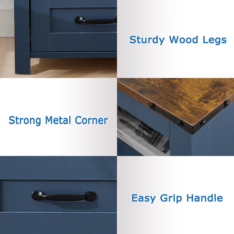 Rustic Wood Nightstand, Farmhouse Bedside Tables with 2 Drawers & Open Shelf, Modern End Tables for Bedroom or Living Room, Sturdy Storage Dresser
